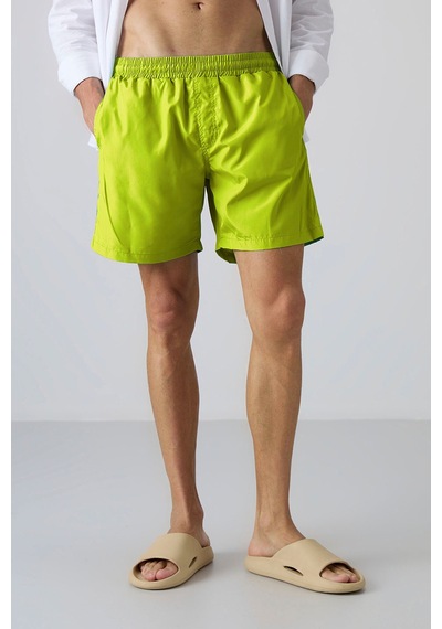 Tommylife Neon Sarı Hızlı Kuruyan Standart Fit Erkek Deniz Şortu - 81237
