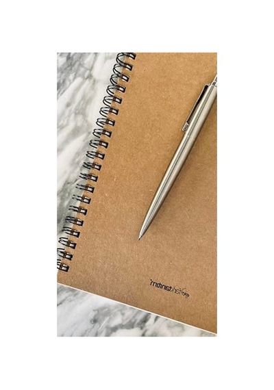 Kraft Kapaklı A5 Spiralli Notebook, 100 Yaprak Çizgisiz Açık Gri