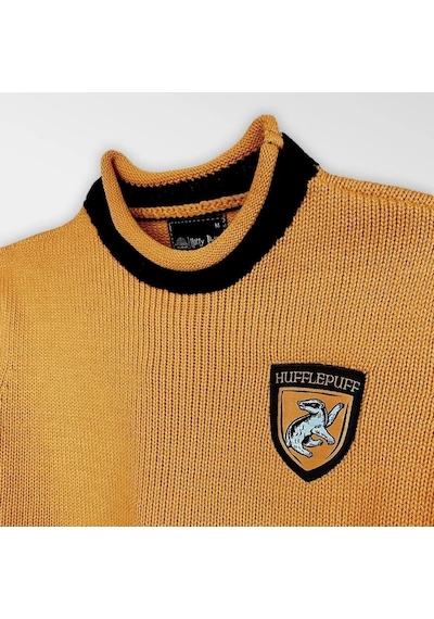 Harry Potter Hufflepuff Quidditch Kazak Lisanslı Sarı Siyah Örme Sweatshirt Unisex - Xs Beden