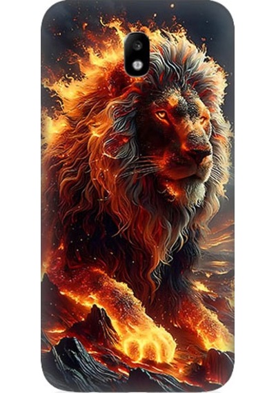 Samsung Galaxy J7 Pro Uyumlu Alev Aslanı Desenli Silikon Kılıf