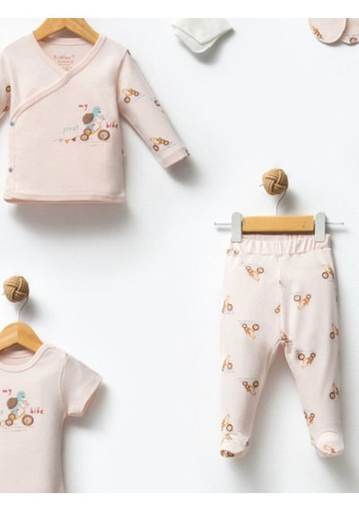 By Bubbles Unisex Desenli 10'lu Hastane Çıkış Seti Ekru Kaplumbağa