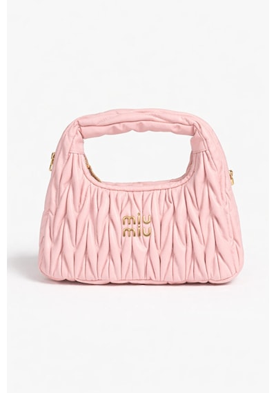 Miu Model Kapitoneli Mini Omuz Çantası A Kalite / Siyah Pembe