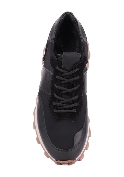 Shoetyle - Siyah Hakiki Deri Bağcıklı Erkek Sneaker 115-801-1330 Siyah