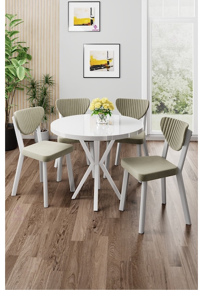 Canisa Agnes Serisi 90x90 Yuvarlak Beyaz Masa Takımı Ve 4 Krem Sandalye Masa Beyaz Sandalyeler Krem Canisa Agnes Serisi 90x90 Yuvarlak Beyaz Masa Takımı Ve 4 Krem Sandalye Masa Beyaz Sandalyeler Krem