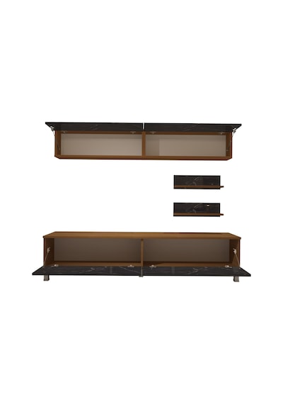 Decoraktiv Eko 5 Mdf Std Krom Ayaklı Tv Ünitesi Tv Sehpası Ceviz - Siyah Mermer
