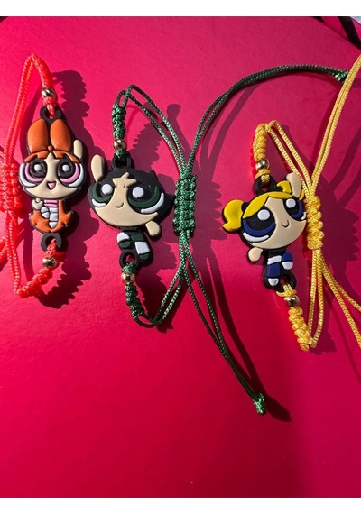 Powerpuff Girls Arkadaşlık Slikon İp Bileklik 3 Adet Çok Renkli