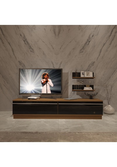 Decoraktiv Eko 4b Mdf Std Tv Ünitesi Tv Sehpası Ceviz - Siyah