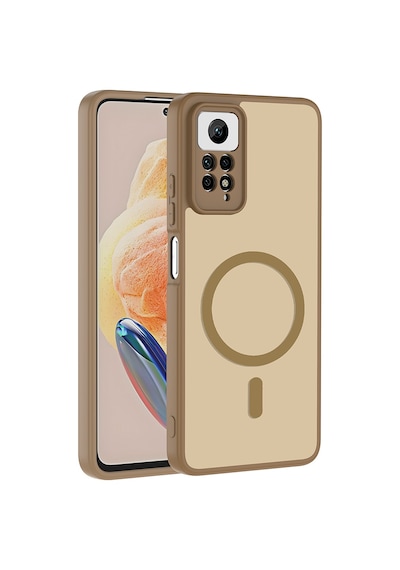 Maks Technology Redmi Note 12 Pro 4g Kılıf M-safe Şarj Özellikli Mkst Babet Kapak - Kahverengi