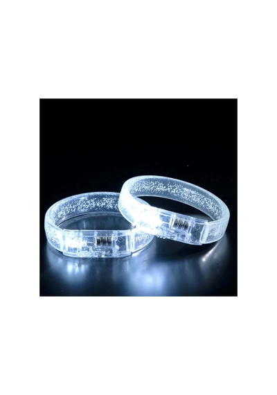 Beyaz-gümüş Led Işıklı Baskı Yapılabilen Pilli Bileklik Bilezik 1,5 Cm Genişlik Diğer