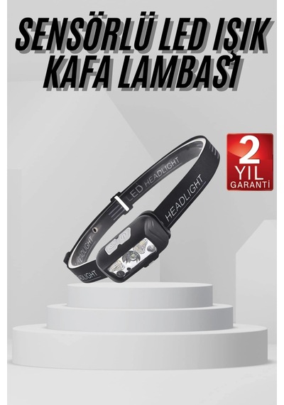 Hubrendy Tekno Sensörlü Şarjlı Type-c Şarj Işıklı Kafa Lambası Kamp Lambası AÇIK GRİ KAHVE KARIŞIMI
