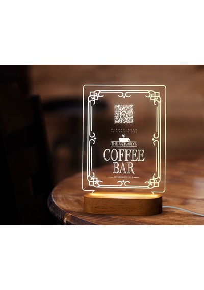 Bk Gift Restoran & Cafe & Barlara Özel Led Lamba Qr Kod Menü, Işıklı Qr Menü, Qr Kodlu Masa Dekoru, Işıklı Pleksi Biblo-12