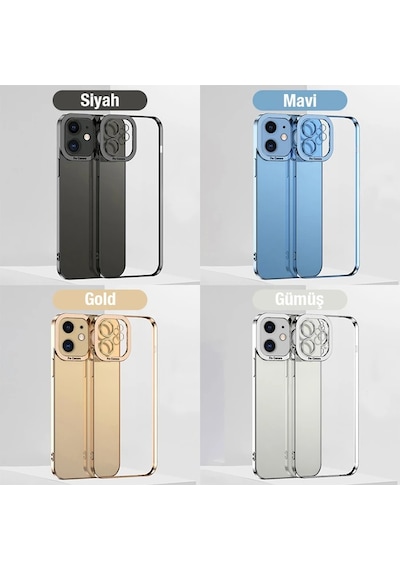 Ally Fashion Series Apple iPhone Uyumlu - 12 6.1inç Kılıf Renkli Kenar Lazer Çerçeveli Silikon Kılıf- 5775 Mavi