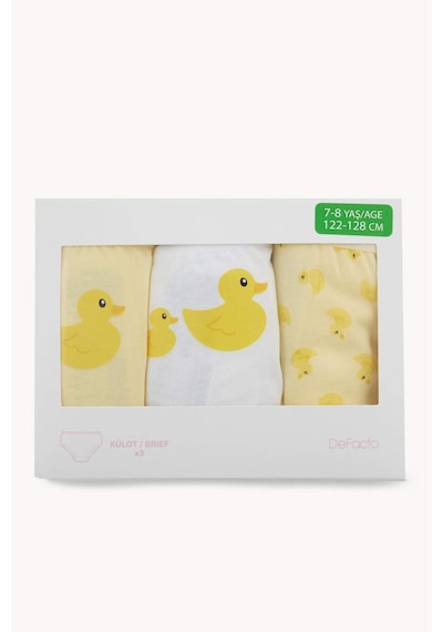 Defacto Desenli Penye 3lü Slip Külot Kız Çocuk H6338a826smyl83 Sarı-yl83