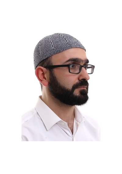 Füme Gri Kışlık Çift Renk Kadife Namaz Takkesi