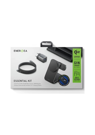 Essential Kit Gan 35w Adaptör 3in1 Kablosuz Şarj Standı Ve 100w Type-c To Type-c Kablolu Set