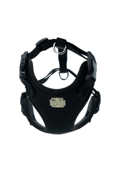 Doggie Havalı Dokumadan El Yapımı Köpek Göğüs Tasması M-2x45-55cm - Black Siyah