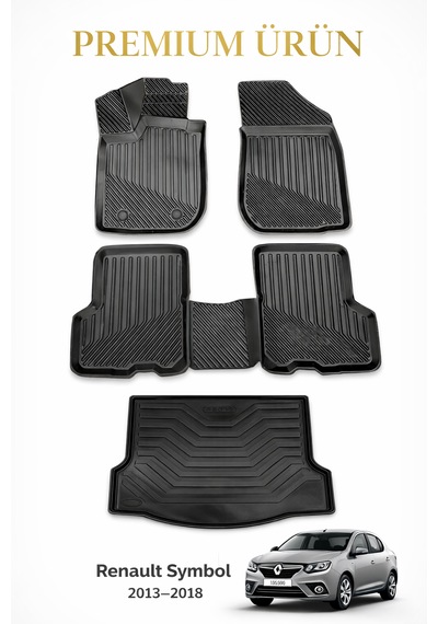 Renault Symbol 2013-2018 Uyumlu 3d Oto Paspas Ve Bagaj Havuzu Set Premium