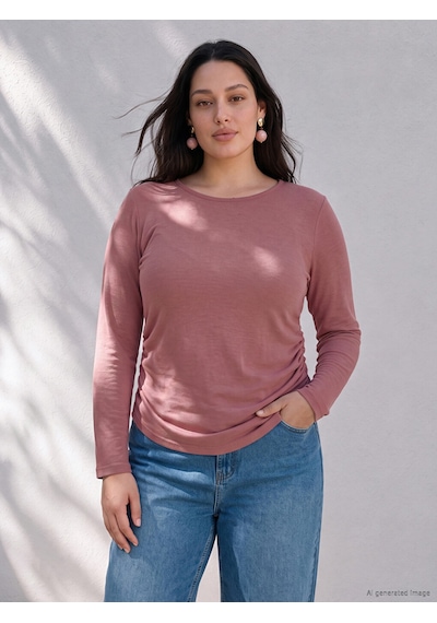 Lcw Curve Pembe Büyük Beden Büzgülü Bluz
