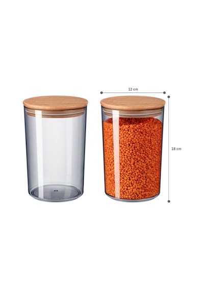 Madame Coco Yuviera 1500ml Ahşap Kapaklı Saklama Kabı 2'li 8682116783187 Gri