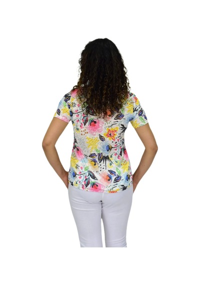 Linsolita Kadın Kısa Kol Baskılı Bluz Bgl-st04687 Krem