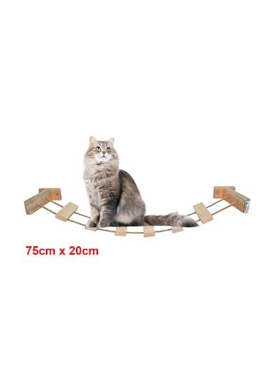 10 Parça Doğal Ahşap Duvar Kedi Oyun Merdiveni Seti Köprü SET1