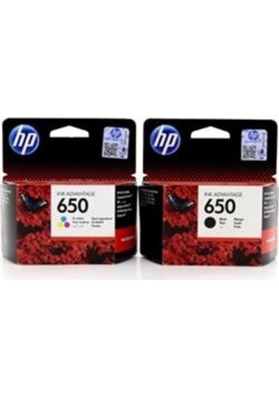 Hp Cz101ae + Cz102ae 650 Siyah + Renkli Kartuş Seti