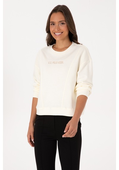 U.S. Polo Assn. Kadın Krem Bisiklet Yaka Sweatshirt 50307792-VR256