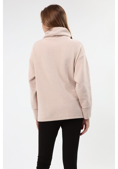 Luvmabelly Myra4283 Fermuarlı Hamile Sweatshirt -Bej