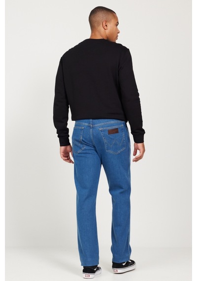 Wrangler Erkek Texas Straight Fit Normal Bel Denim Esnek Jean Kot Pantolon W121HR36B Açık Mavi