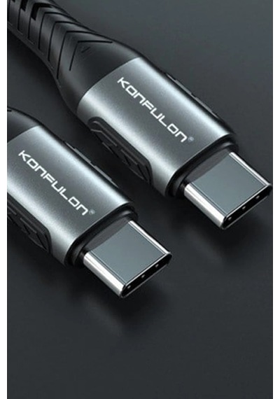 Ilkeshop Konfulon Dc43 Type-c To Type-c 1m Örgü 60w Hızlı Şarj Kablo - Yeşil