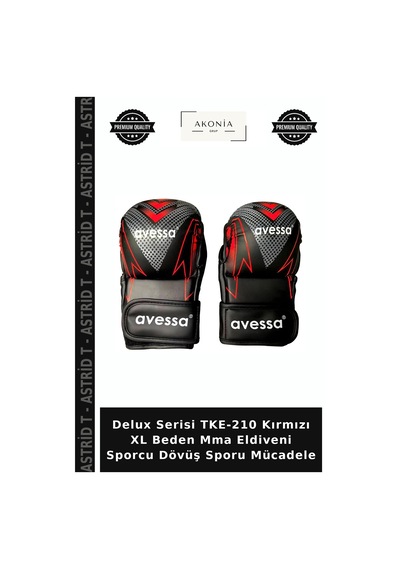 Delux Serisi Tke-210 Kırmızı Xl Beden Mma Eldiveni Sporcu Dövüş Sporu Mücadele