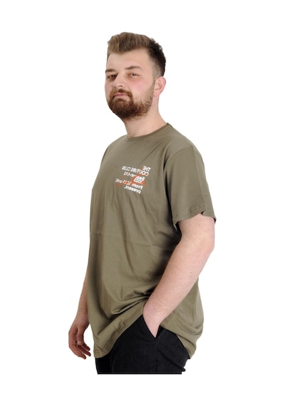 Mode Xl Büyük Beden Erkek T-Shirt Culture 23146 Haki 001