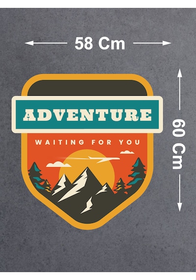 Adventure Kamp Dag Sticker - Araba Oto Motosiklet Karavan Cam Sticker - 00118 60X58 Cm