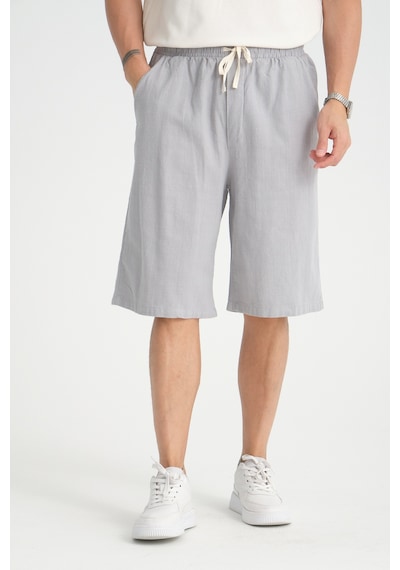 Redline Erkek Baggy Fit Rahat Kesim %100 Pamuk Yumuşak Dokulu Şort Kapri Gri