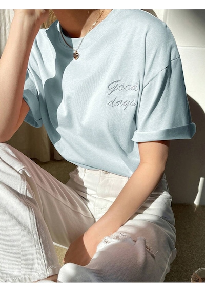 Uyguntarz Unisex Good Days Baskılı Tasarım Tshirt Bebe Mavisi