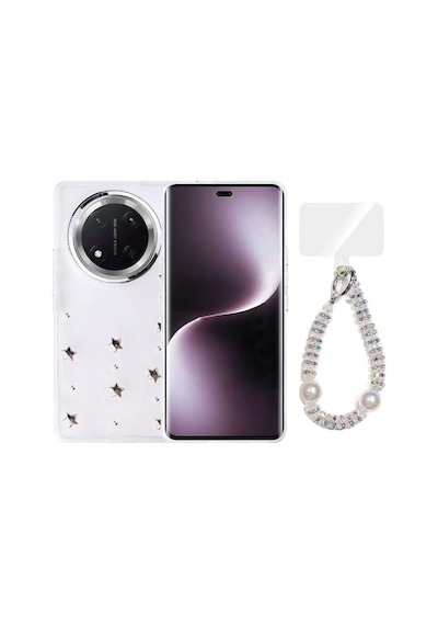 Teleplus Honor Magic 7 Lite Kılıf Pole Desenli El Bilekli Kılıf Gri