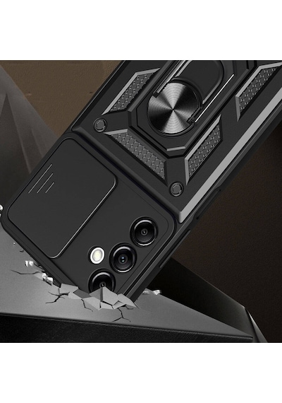 Zore Galaxy Uyumlu A14 Kılıf Magnetik Standlı Kamera Korumalı Sürgülü Vega Kapak - Mavi Mavi