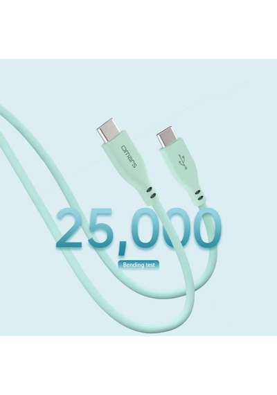 Omars OMCB011B 60W 3A Type-c To Type-c Silikon PD Hızlı Şarj Ve Data Kablosu Yeşil 1 M