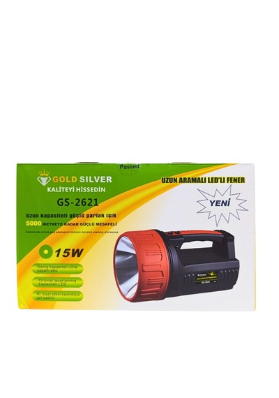 Gold Silver Gs-2621 15w Uzun Mesafeli Led Şarjlı Arama Feneri Projektör Kamp Işıldak Çok Renkli