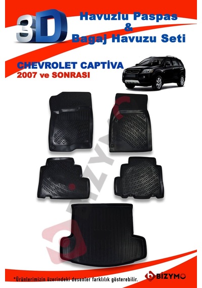 Chevrolet Captiva 2007 ve Sonrası Paspas ve Bagaj Havuzu Seti Siyah