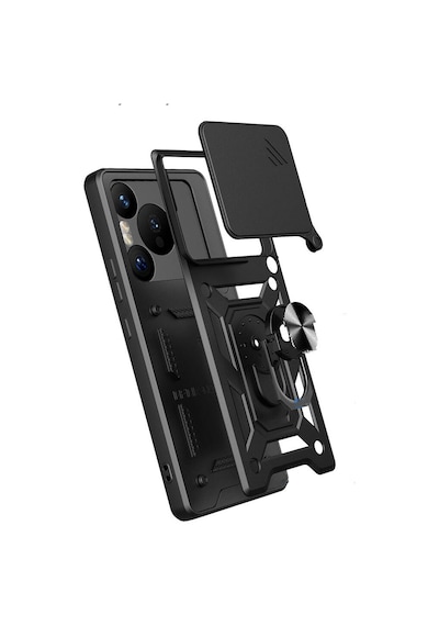 Huawei Pura 70 Pro 5g Kılıf Sürgülü Kamera Koruyucu Manyetik Standlı Tank Koruma Celikaksesuar Mavi