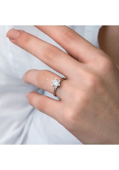 6 Tırnaklı Swarovski Taşlı Gümüş Yüzük