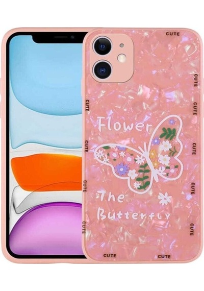 Apple Uyumlu iPhone 12 Kılıf Desenli Sert Silikon Zore Mumila Kapak Pink Flower