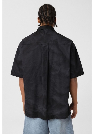 Vamos Oversize Yıkamalı Poplin Gömlek Siyah