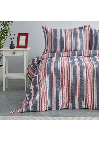 Karaca Home Denim Farley Çift Kişilik Yatak Örtüsü Seti Kırmızı