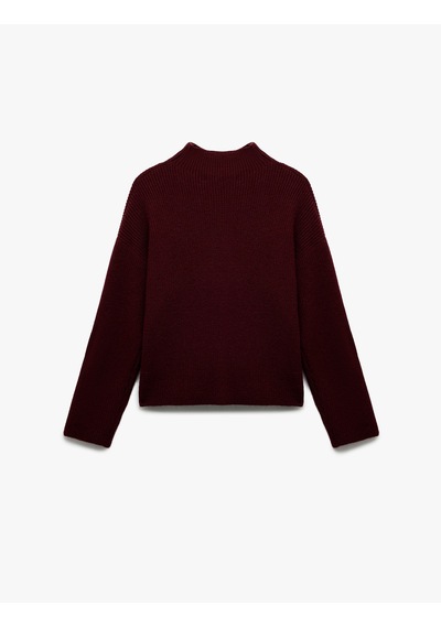Koton Dik Yaka Uzun Kollu Rahat Kalıp Basic Triko Kazak Bordo 6wal90027ht Bordo
