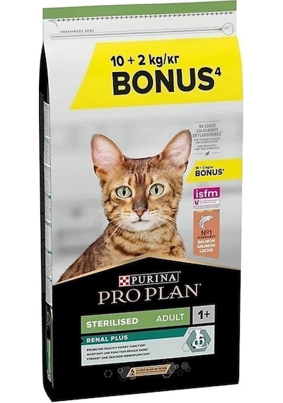 Pro Plan Sterilised Somonlu Kuru Kedi Maması 10 Kg +2 Kg Hediye