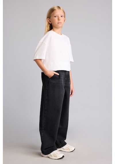 Defacto Baggy Fıt Jean Pantolon Kız Çocuk I1879a826aunm40 Siyah-nm40
