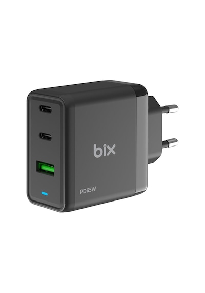 Bix 65W USB Type-C QC 4.0 PD GaN 3 Portlu Hızlı Şarj Cihazı