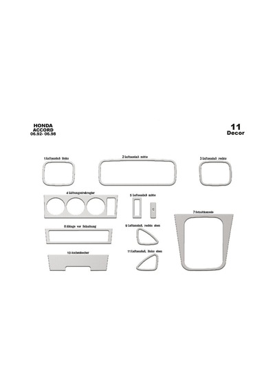Honda Accord Torpido Kaplama 1992-1998 11 Parça Alüminyum